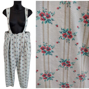 Best American Clothing Co Vintage 90s Floral Paperbag Waist Bib Overall Jumpsuit